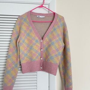 Zara Sweaters | Zara Pink & Yellow
Argyle Cardigan M | Color: Pink/Yellow